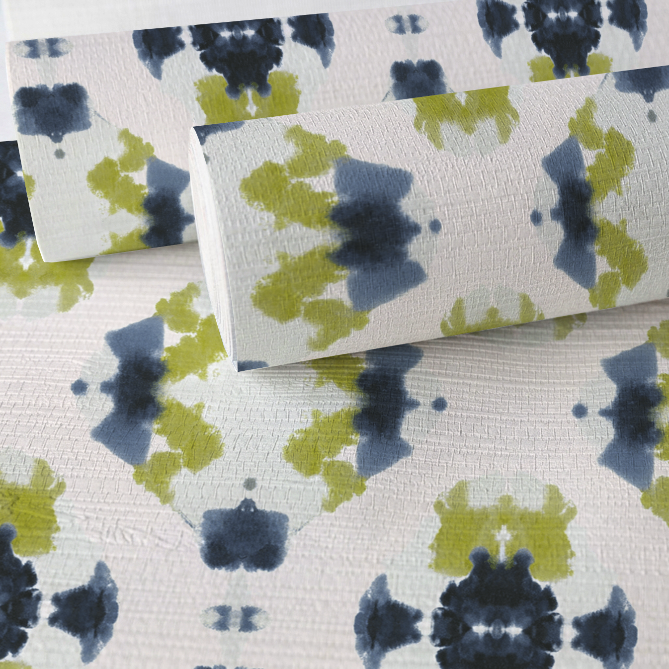Indigo Clover Faux Grasscloth Wallpaper
