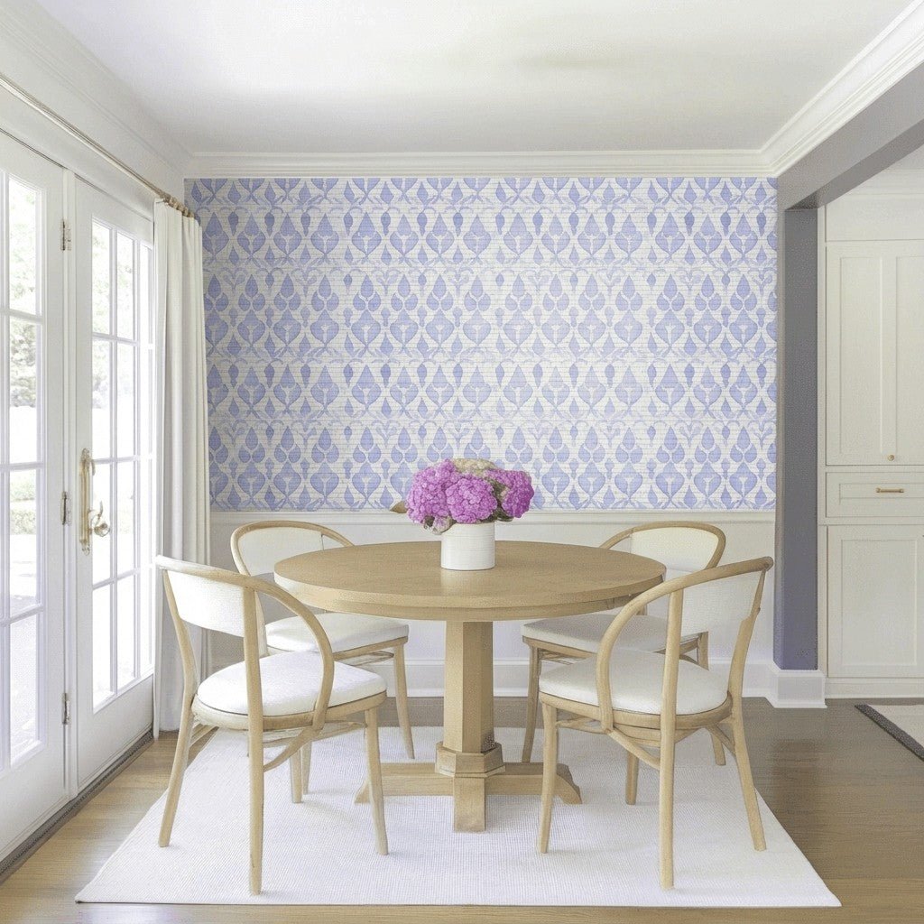 Indigo Faux Grasscloth Wallpaper - Lemon Park