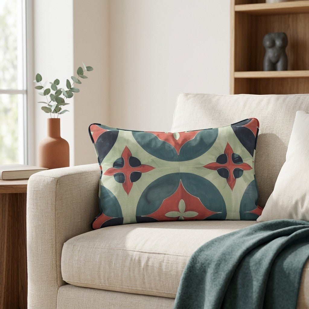 Isabella Fleur - de - Lis Watercolor Throw Pillow - Lemon Park