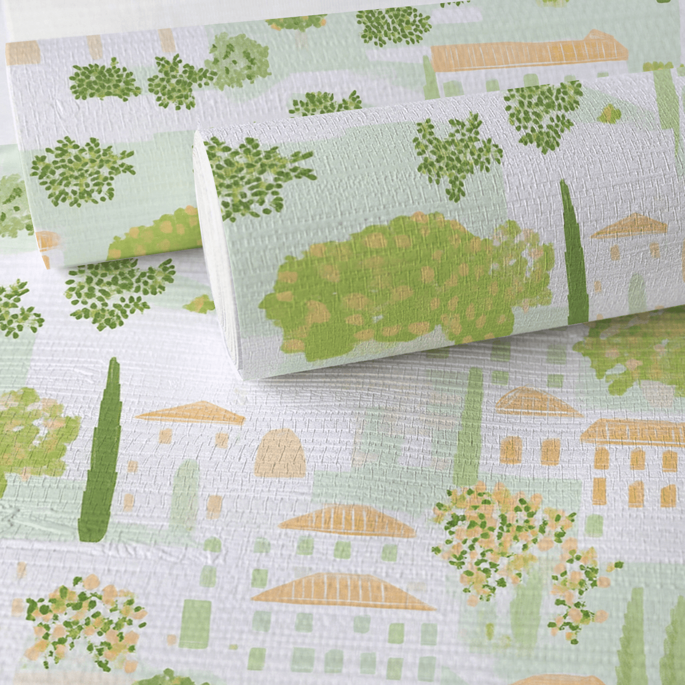 Italian Village Faux Grasscloth Wallpaper - Lemon Park