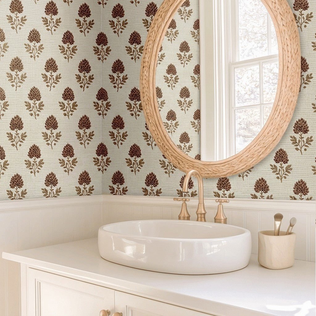 Ivy Blooms Faux Grasscloth Wallpaper - Lemon Park