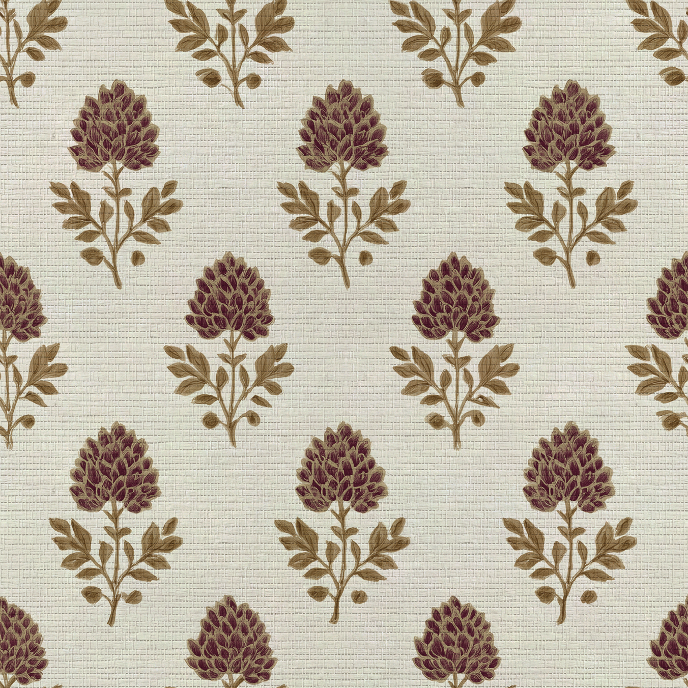 Ivy Blooms Faux Grasscloth Wallpaper