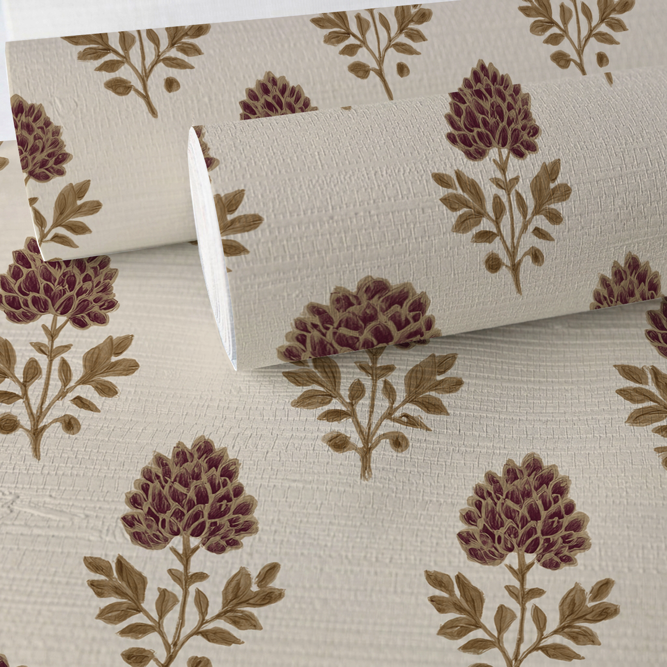 Ivy Blooms Faux Grasscloth Wallpaper