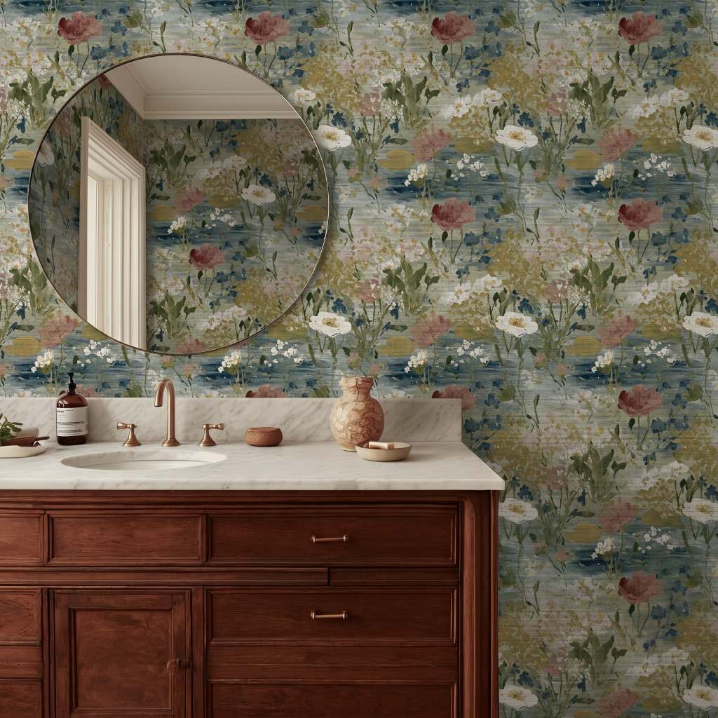 Loose Stems Faux Grasscloth Wallpaper