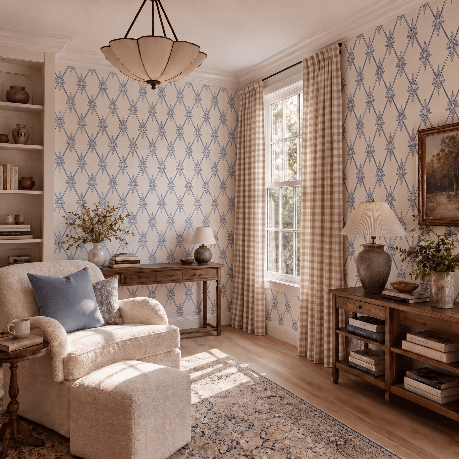 Jesse Diamond Toile Wallpaper - Lemon Park