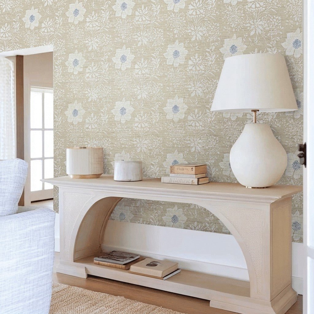 Jesse Faux Grasscloth Wallpaper - Lemon Park