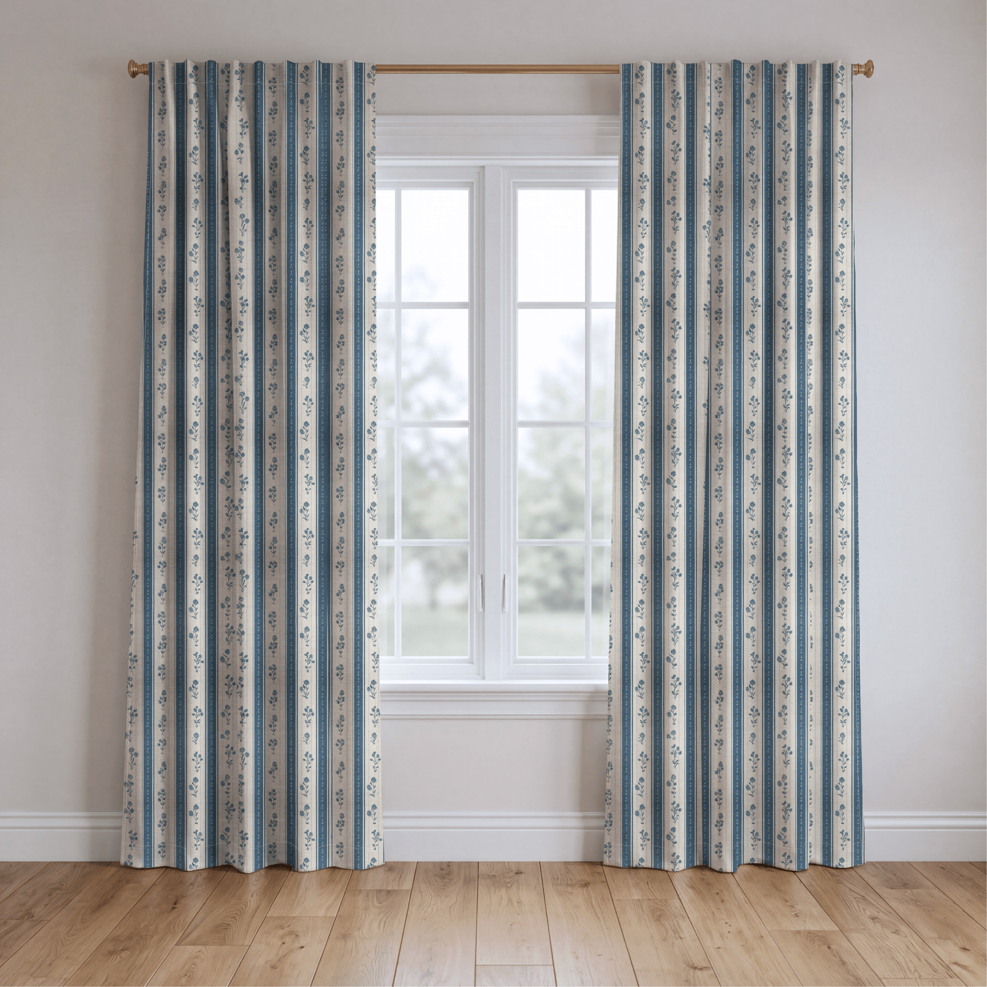 Jesse Floral Stripes - Drapery - Lemon Park
