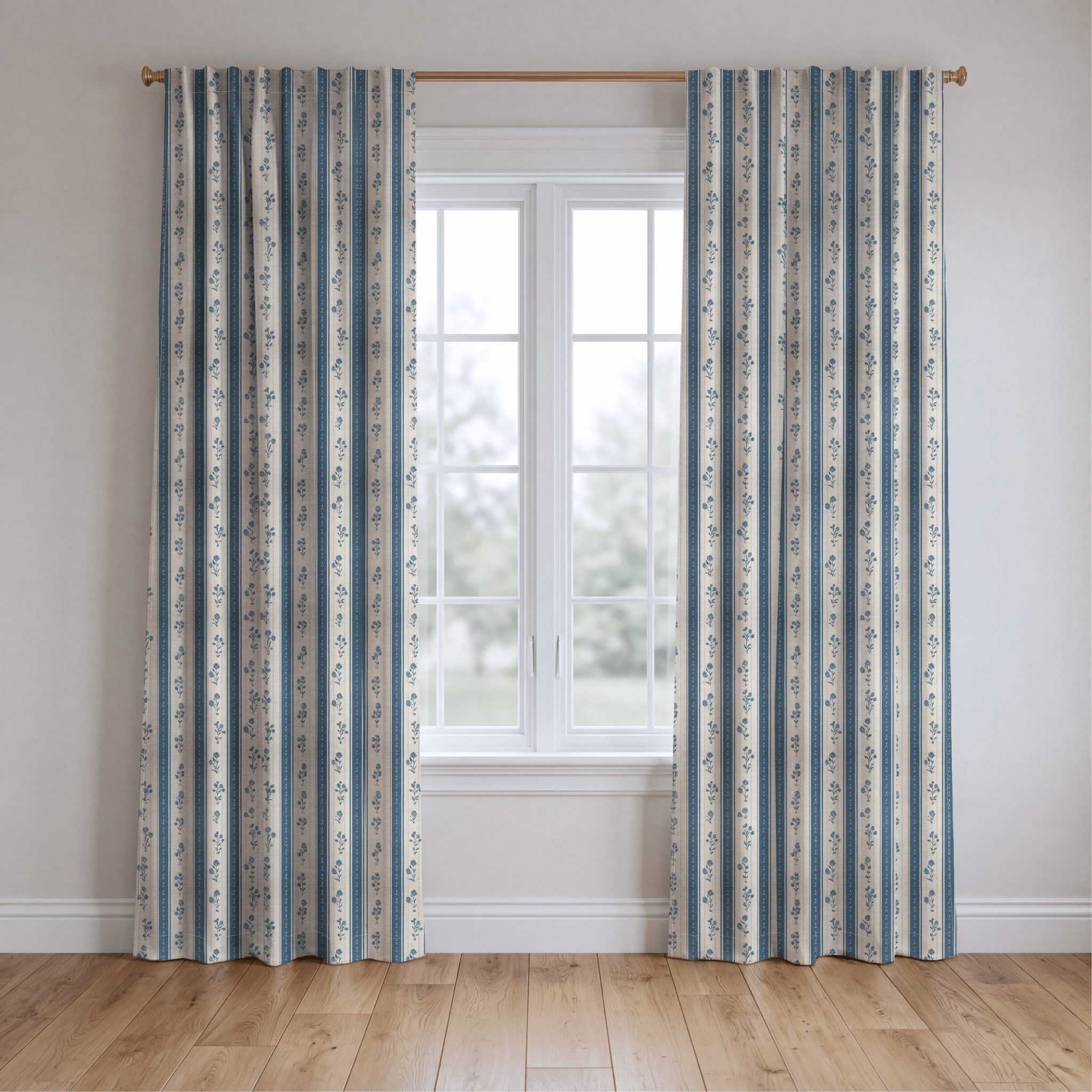 Jesse Floral Stripes - Drapery - Lemon Park