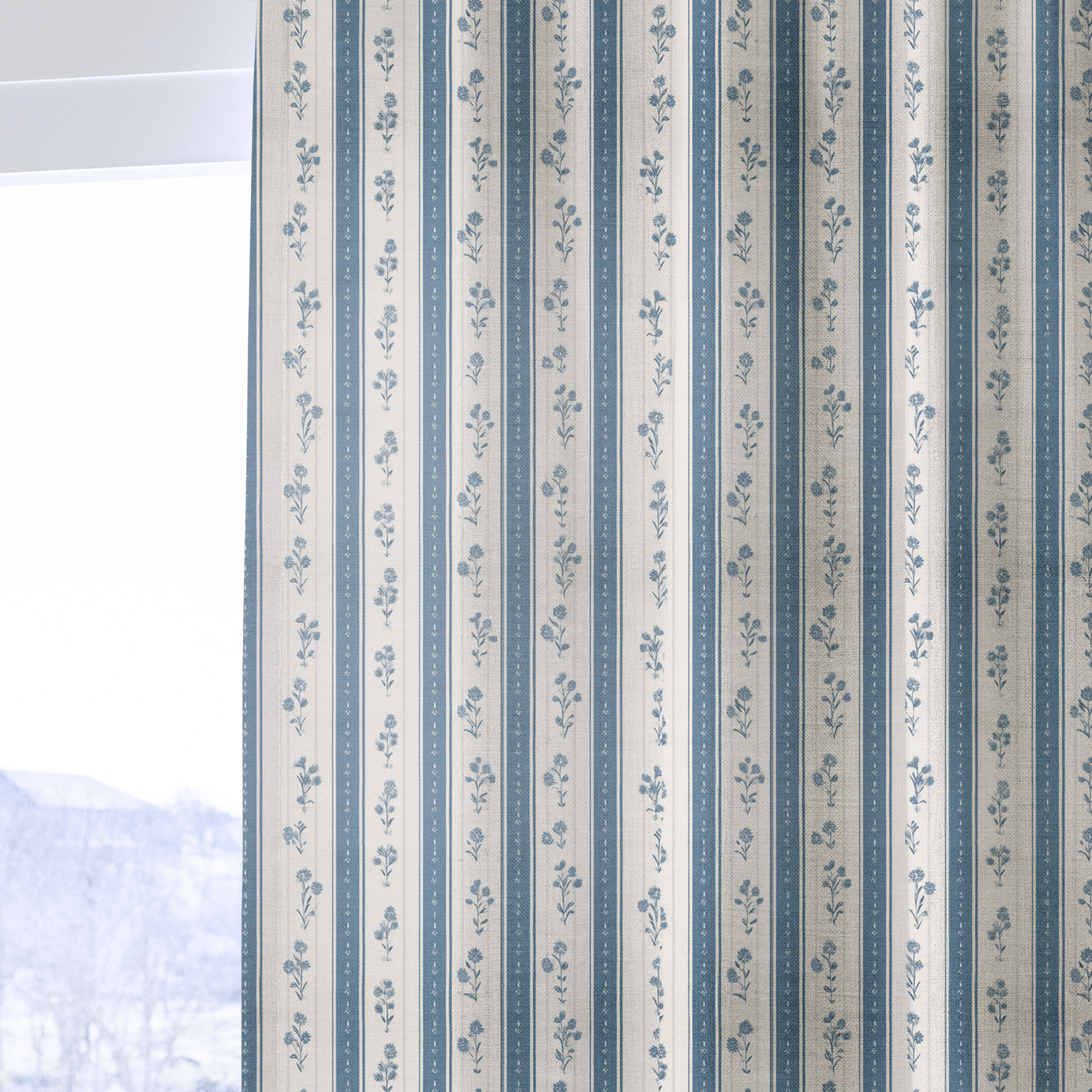 Jesse Floral Stripes - Drapery - Lemon Park