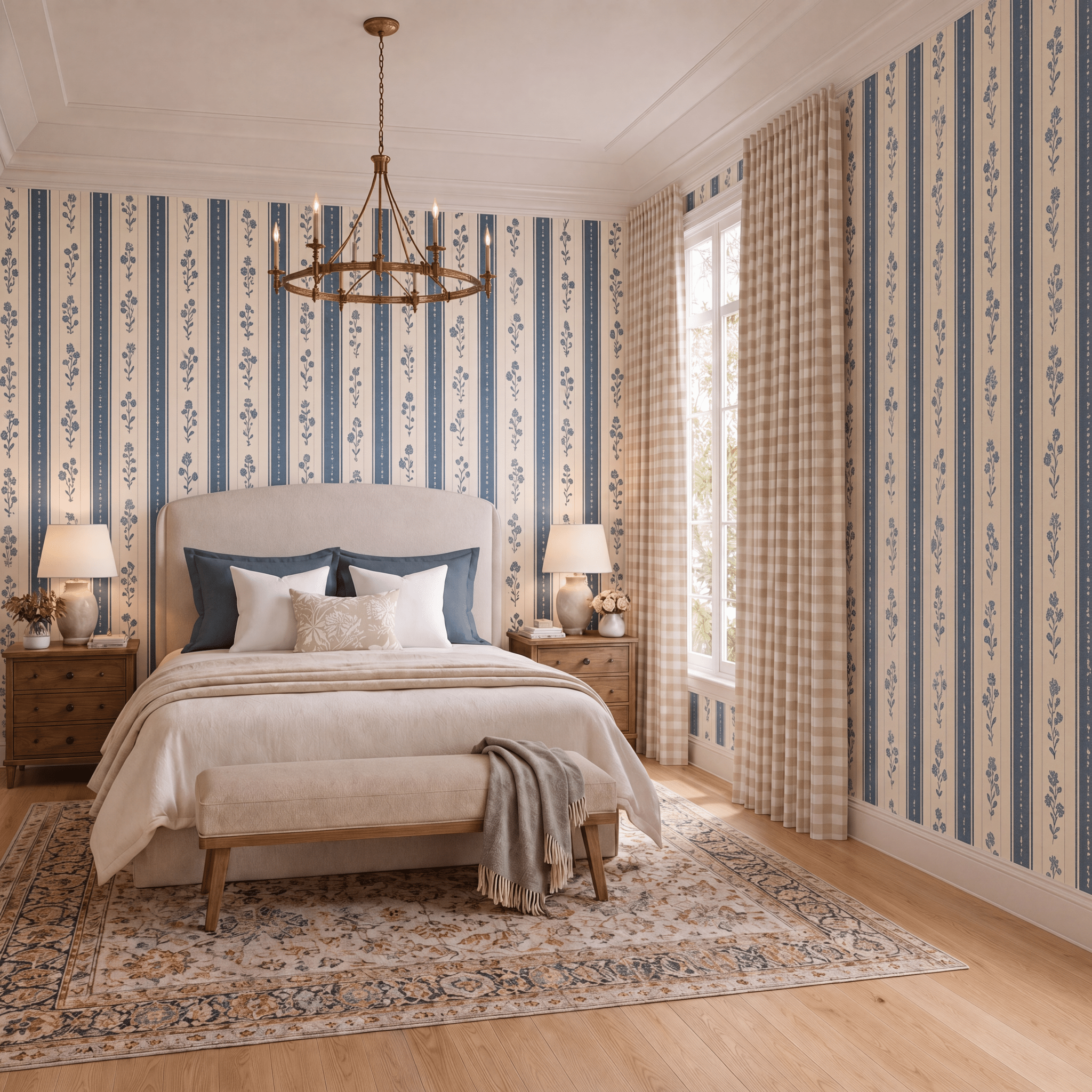 Jesse Floral Stripes Wallpaper - Lemon Park