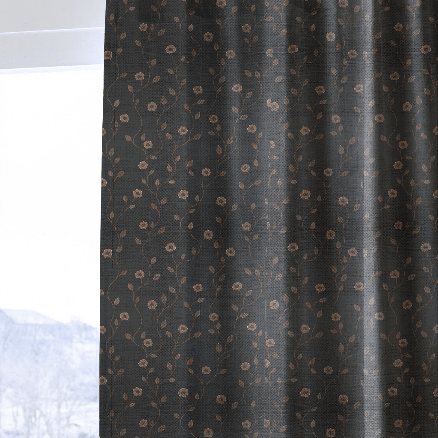 Jude Charcoal Botanical - Drapery - Lemon Park