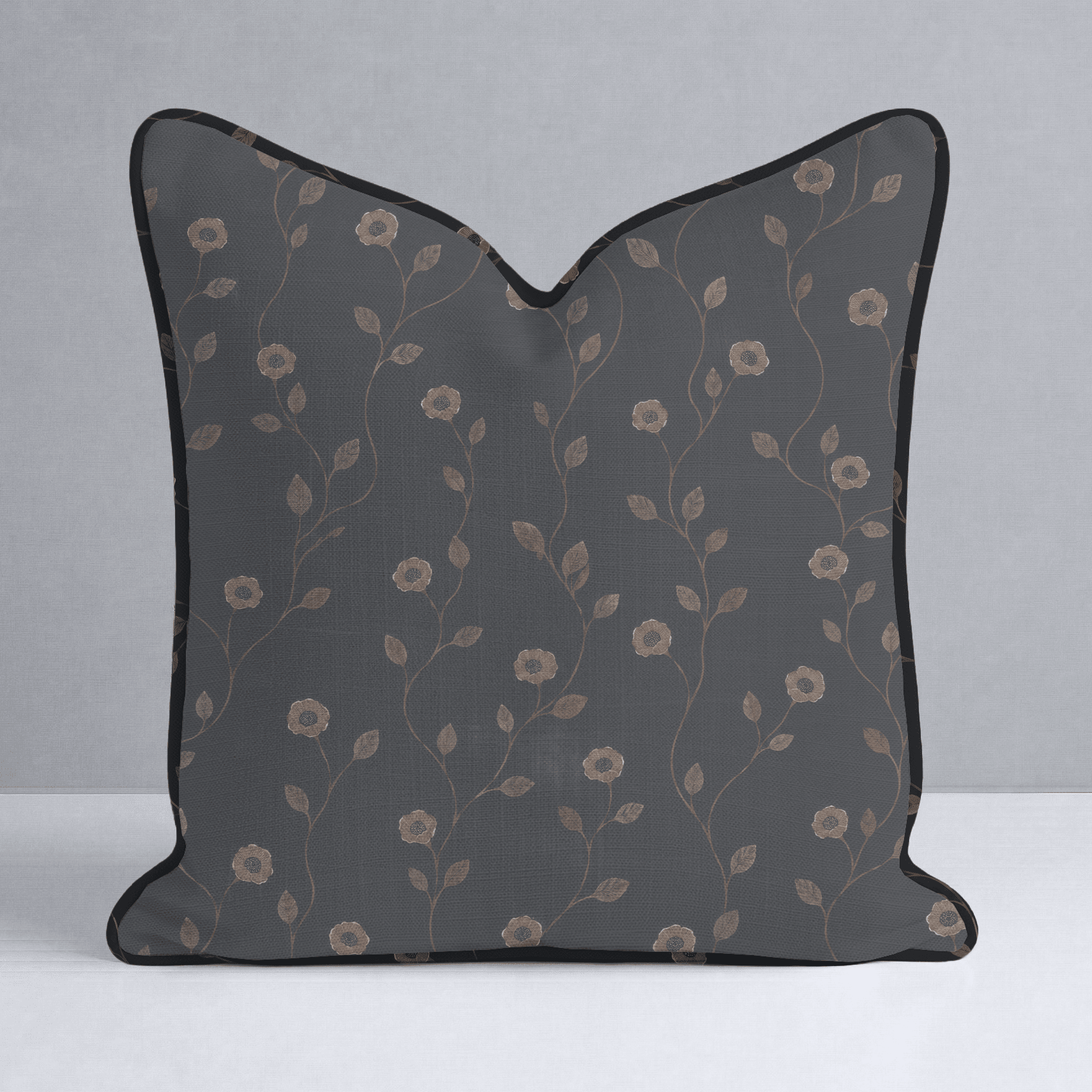 Jude Charcoal Botanical Throw Pillow - Lemon Park