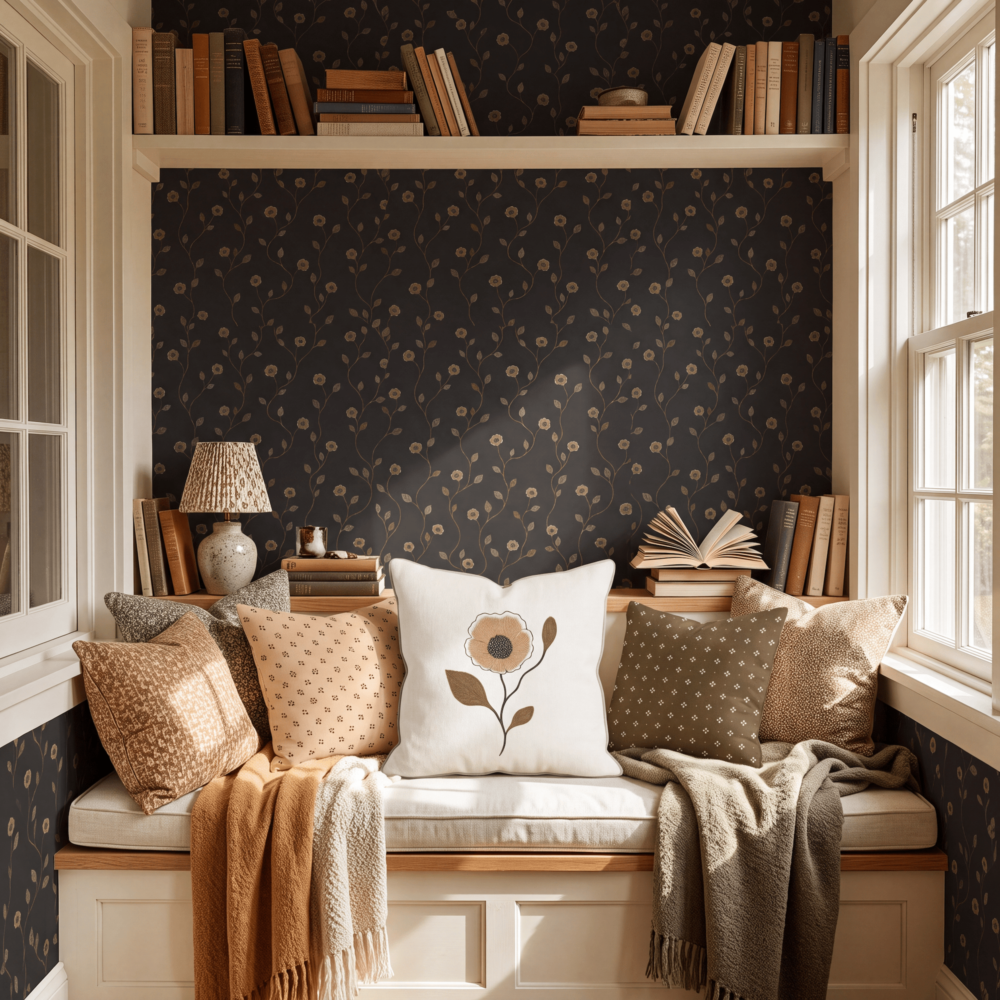 Jude Charcoal Botanical Wallpaper - Lemon Park