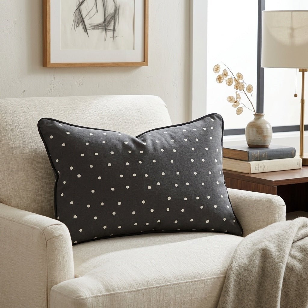 Jude Charcoal Dots Throw Pillow - Lemon Park