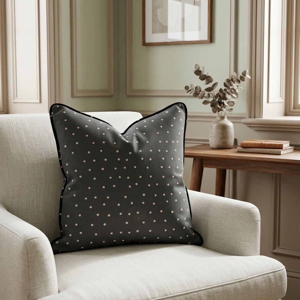 Jude Charcoal Dots Throw Pillow - Lemon Park