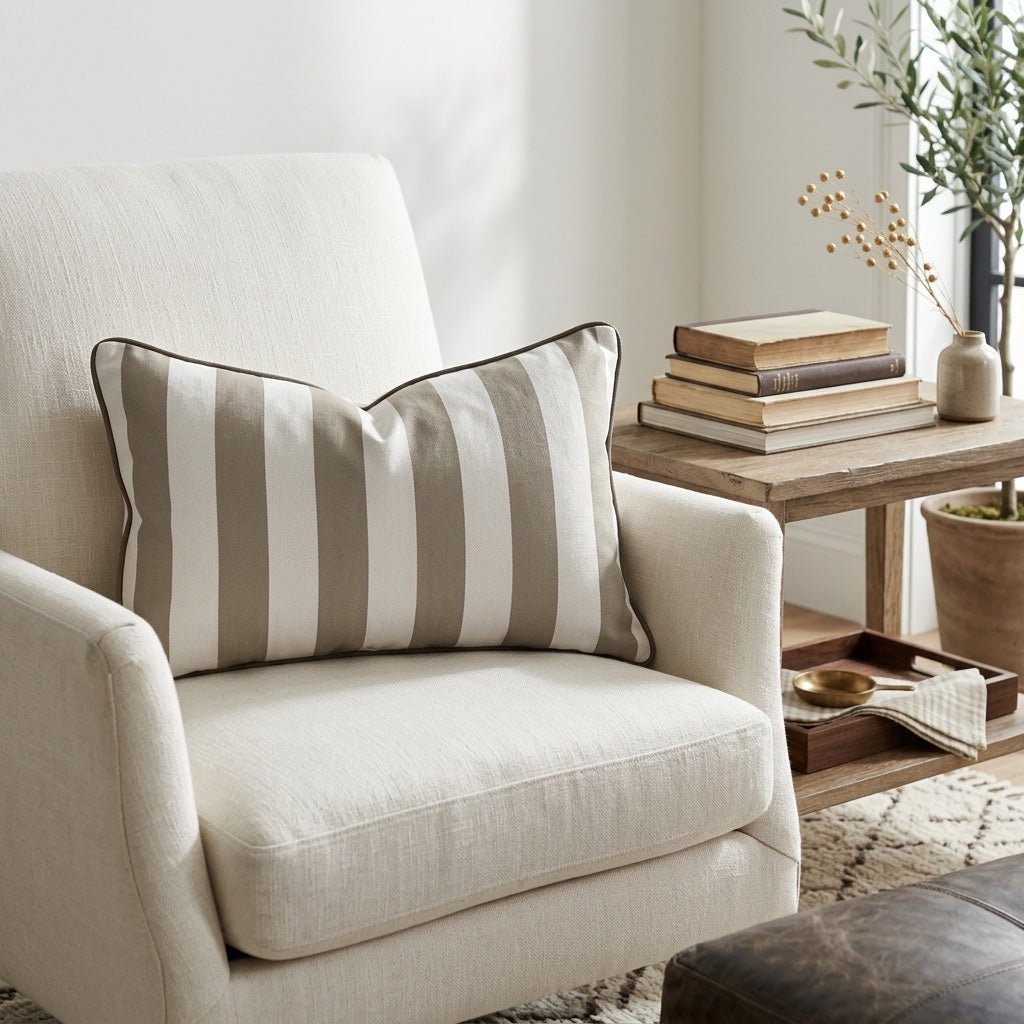 Jude Olive Stripe Throw Pillow - Lemon Park