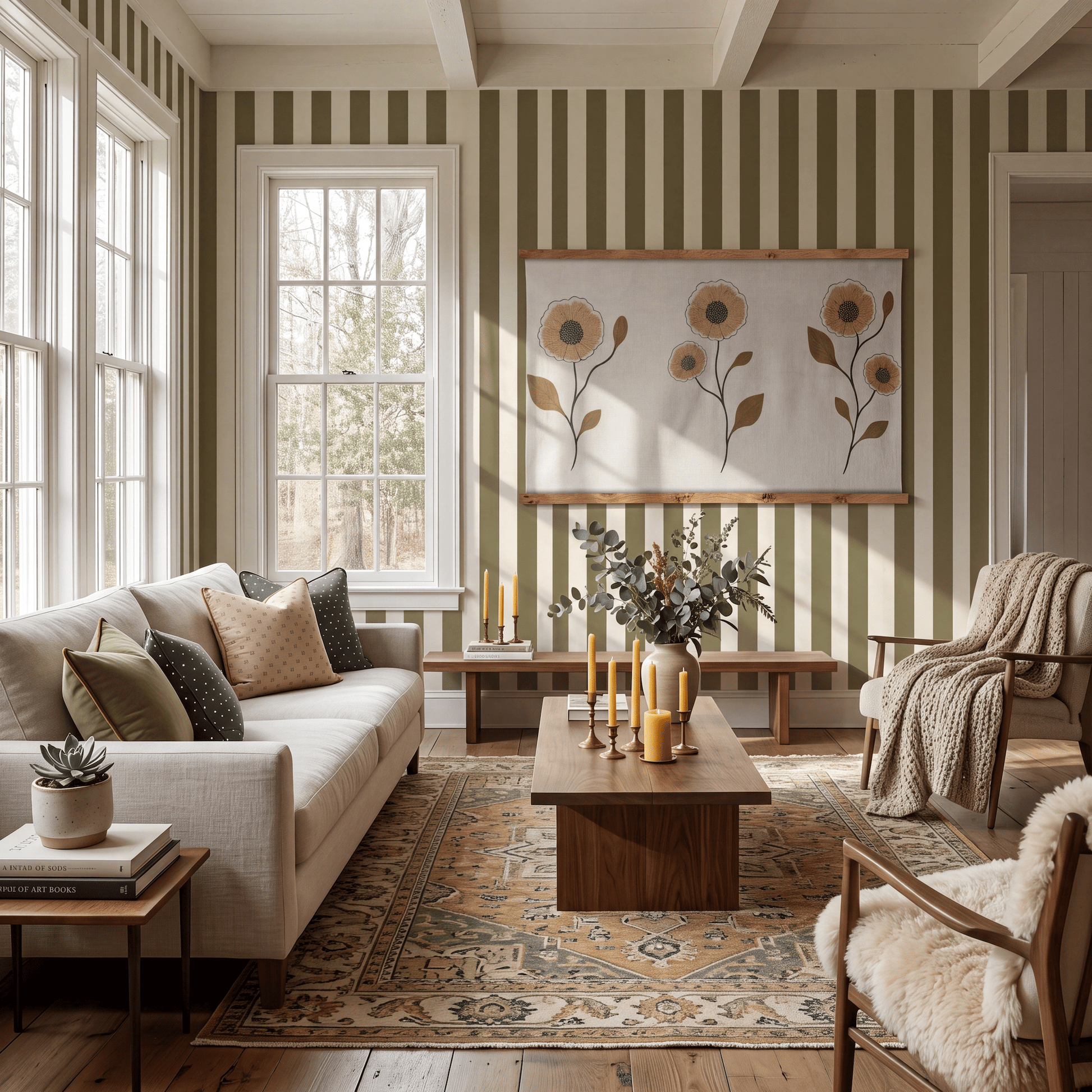 Jude Olive Stripe Wallpaper - Lemon Park