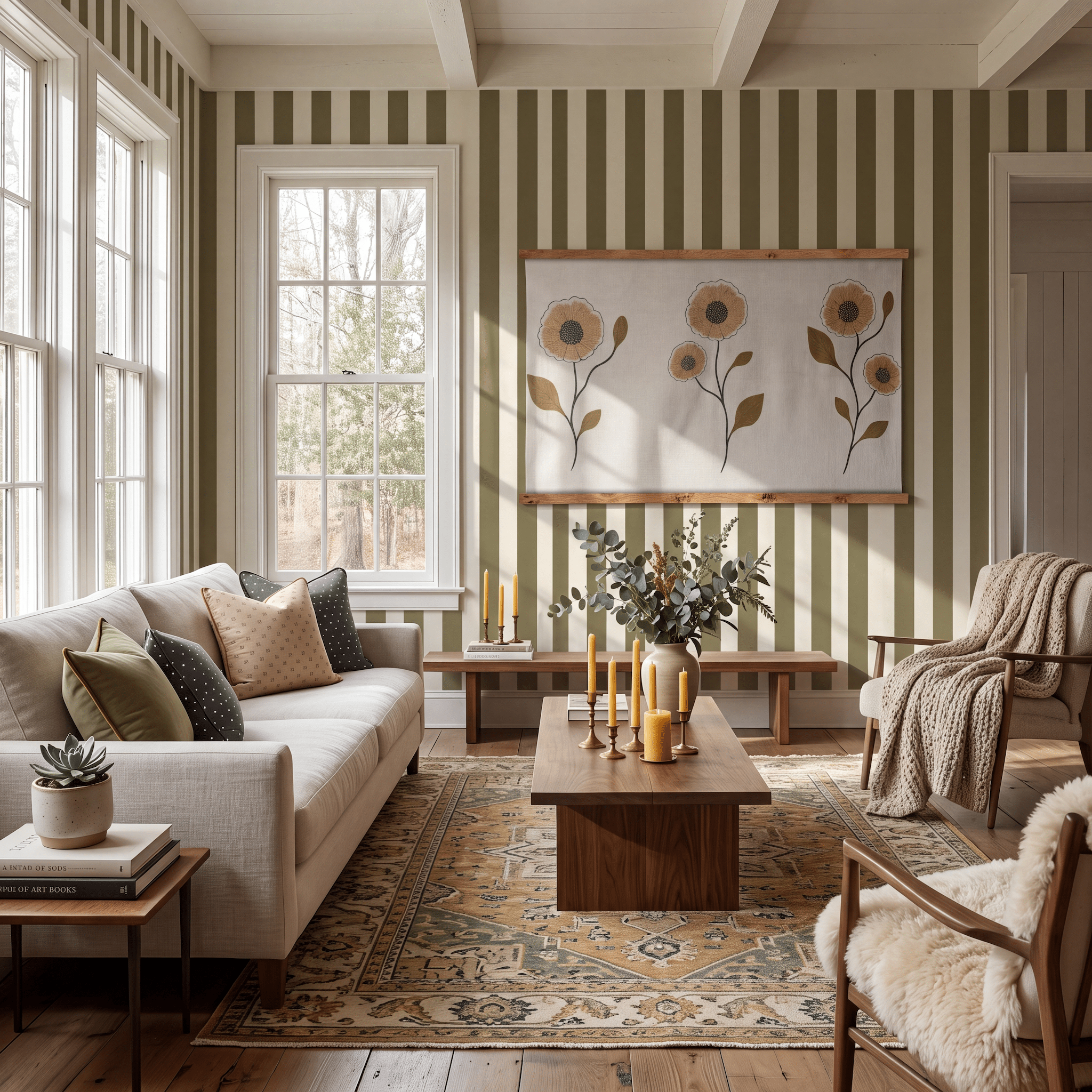 Jude Olive Stripe Wallpaper - Lemon Park