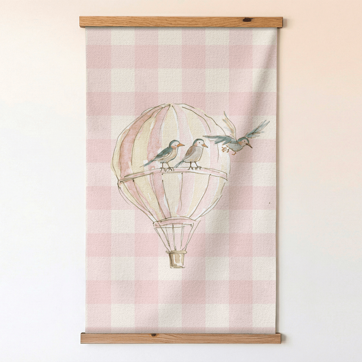 Juliet's Garden Balloon Gingham Study - Tapestry - Lemon Park