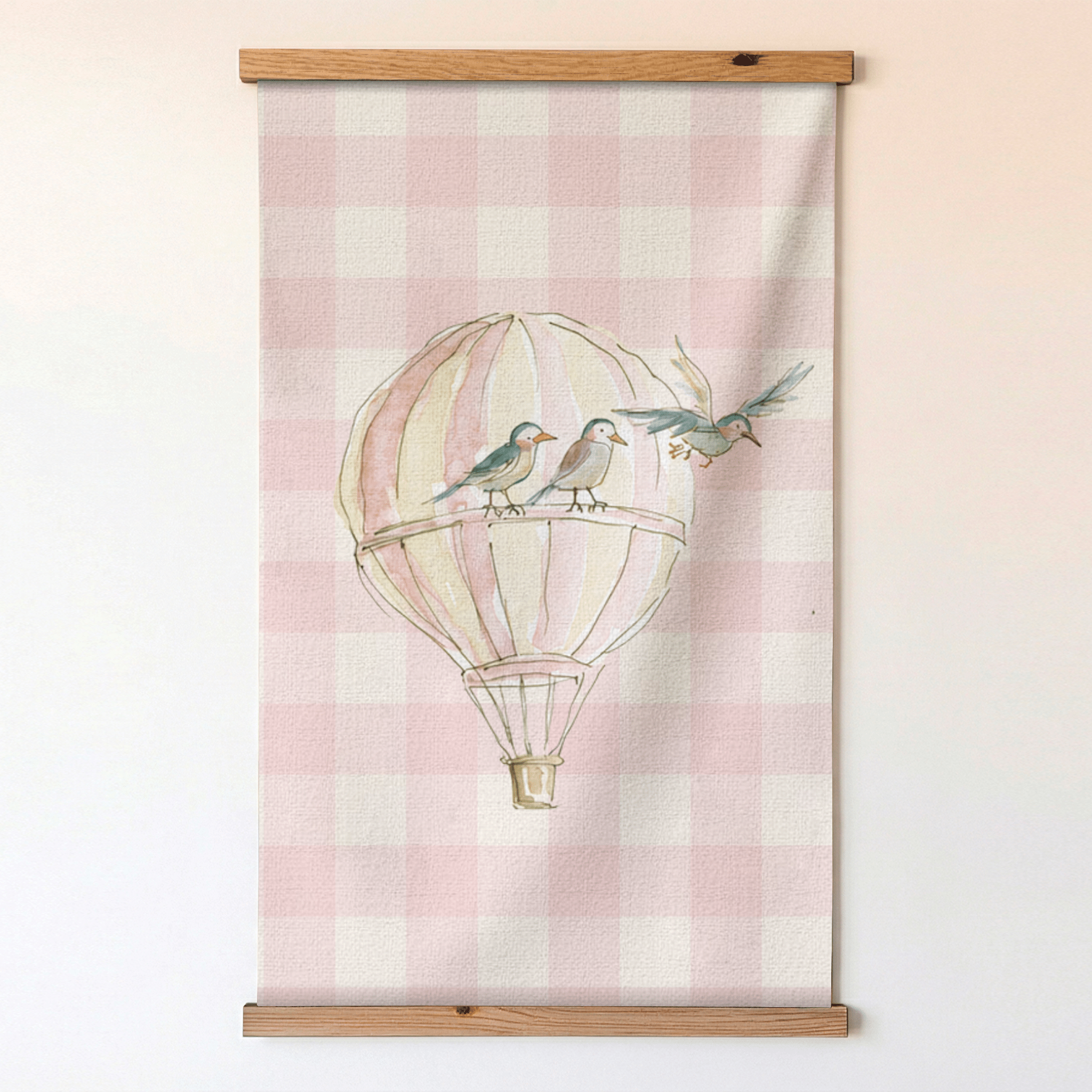 Juliet's Garden Balloon Gingham Study - Tapestry - Lemon Park