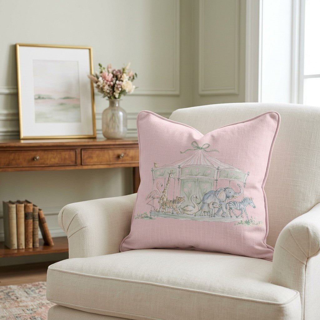 Juliet's Garden Bubble Carrousel Throw Pillow - Lemon Park