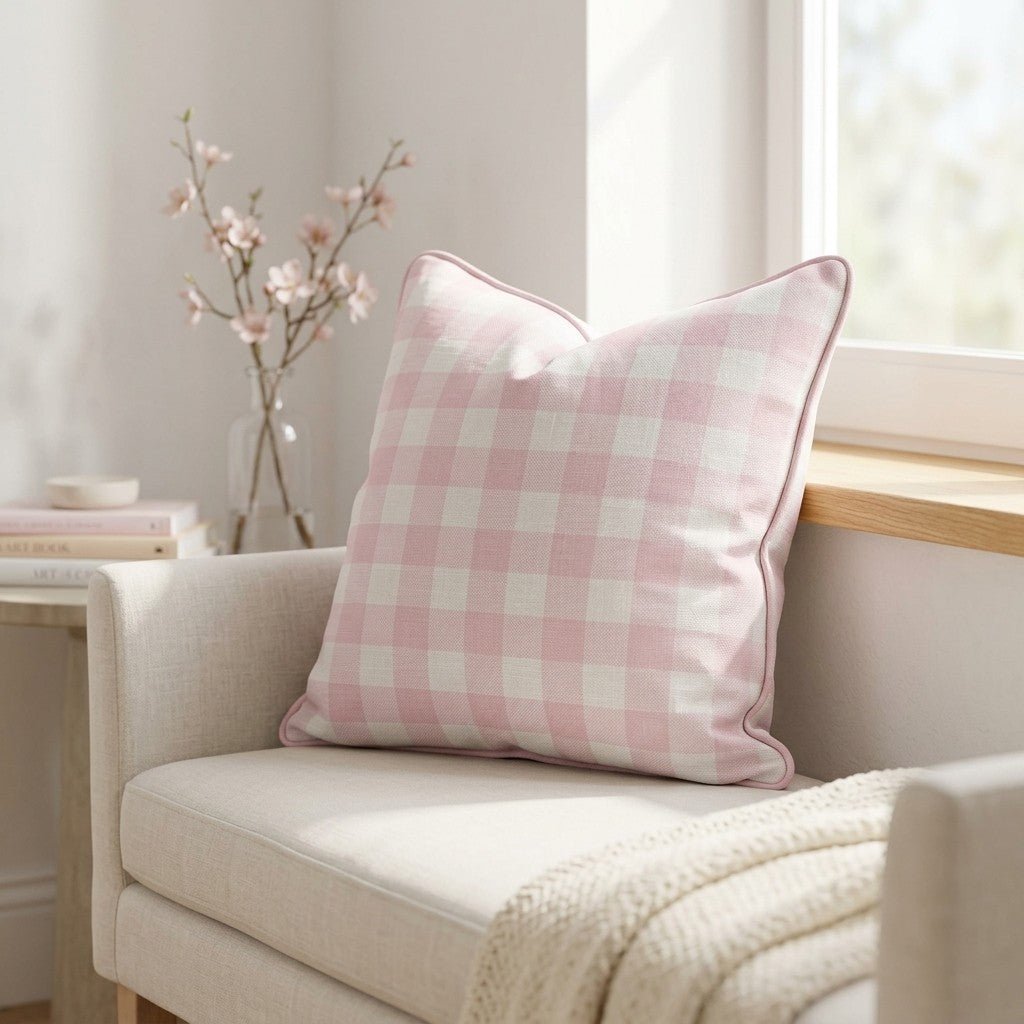 Juliet's Garden Bubble Gingham Throw Pillow - Lemon Park