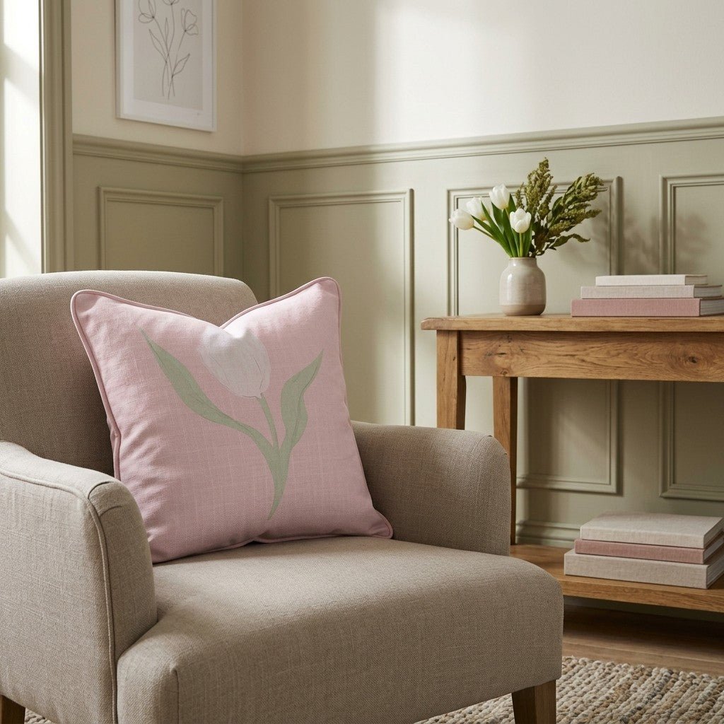 Juliet's Garden Bubble Tulip Throw Pillow - Lemon Park