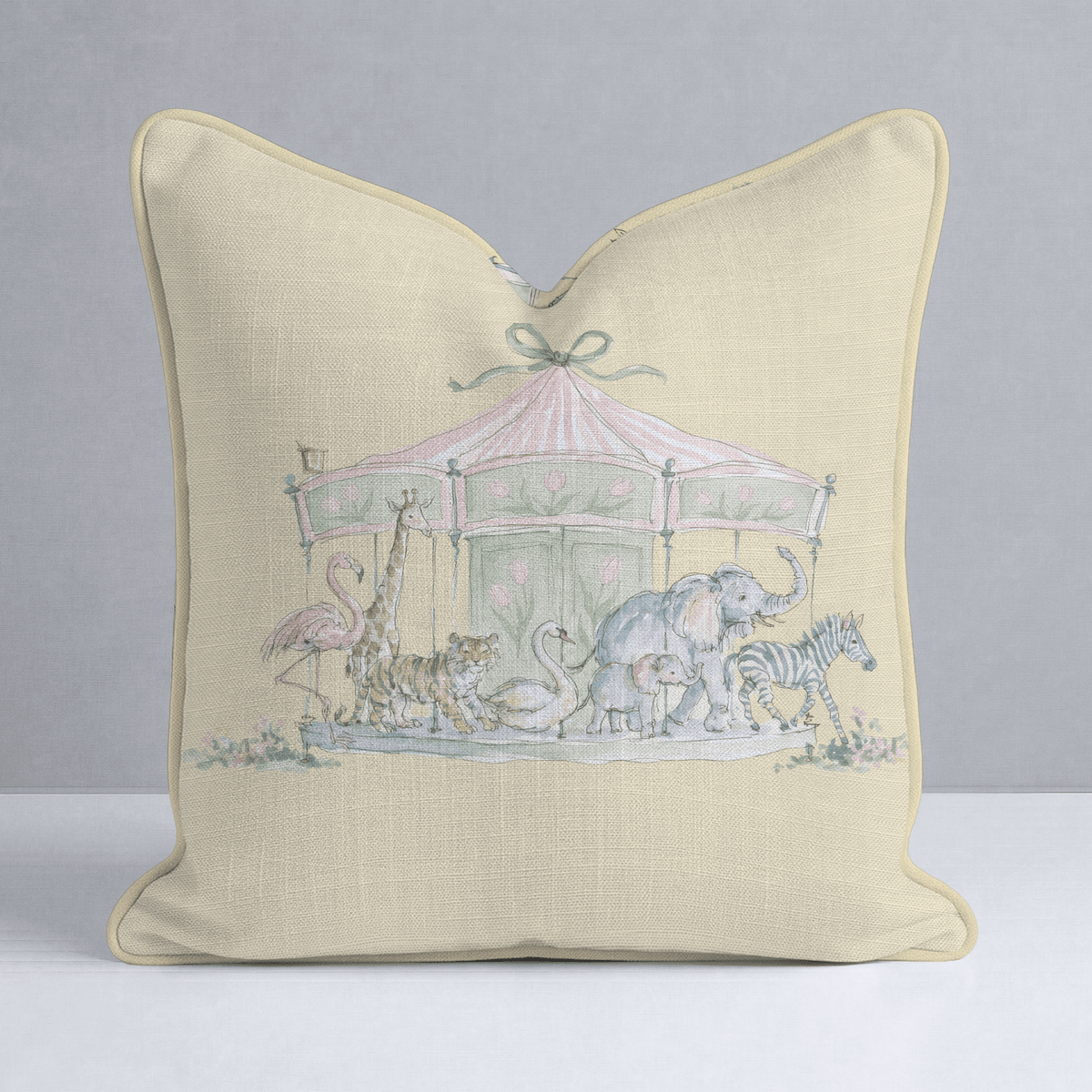 Juliet's Garden Easter Carrousel Throw Pillow - Lemon Park