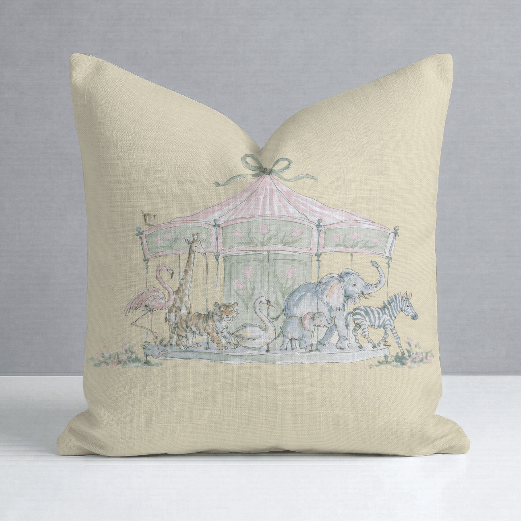 Juliet's Garden Easter Carrousel Throw Pillow - Lemon Park