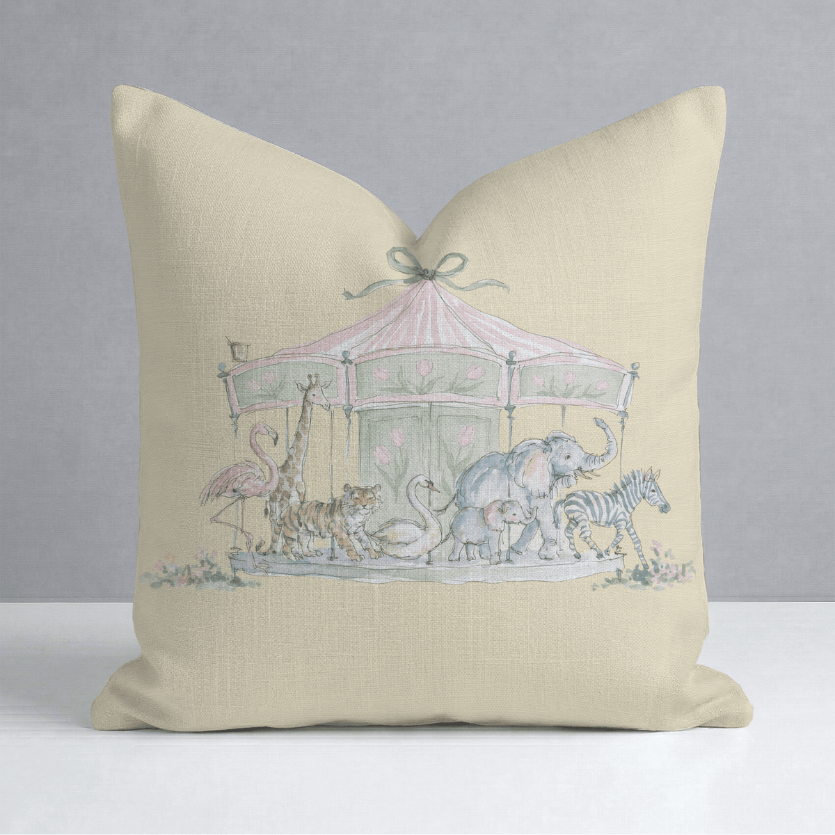 Juliet's Garden Easter Carrousel Throw Pillow - Lemon Park