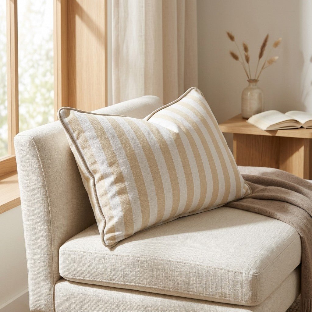 Juliet's Garden Easter Yellow Stripe Throw Pillow - Lemon Park