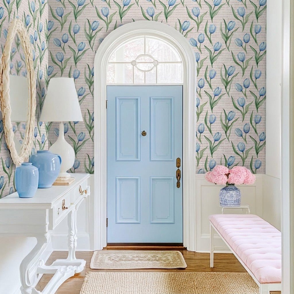 Juliet's Garden Faux Grasscloth Wallpaper - Lemon Park