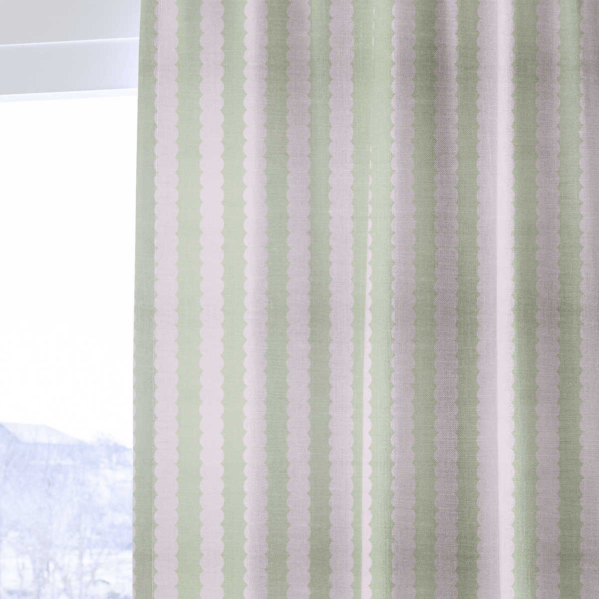 Juliet's Garden Pistachio and Bubble Stripe - Drapery - Lemon Park
