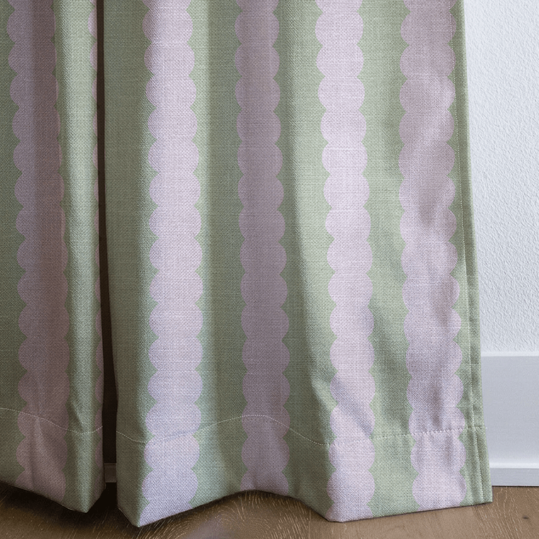 Juliet's Garden Pistachio and Bubble Stripe - Drapery - Lemon Park