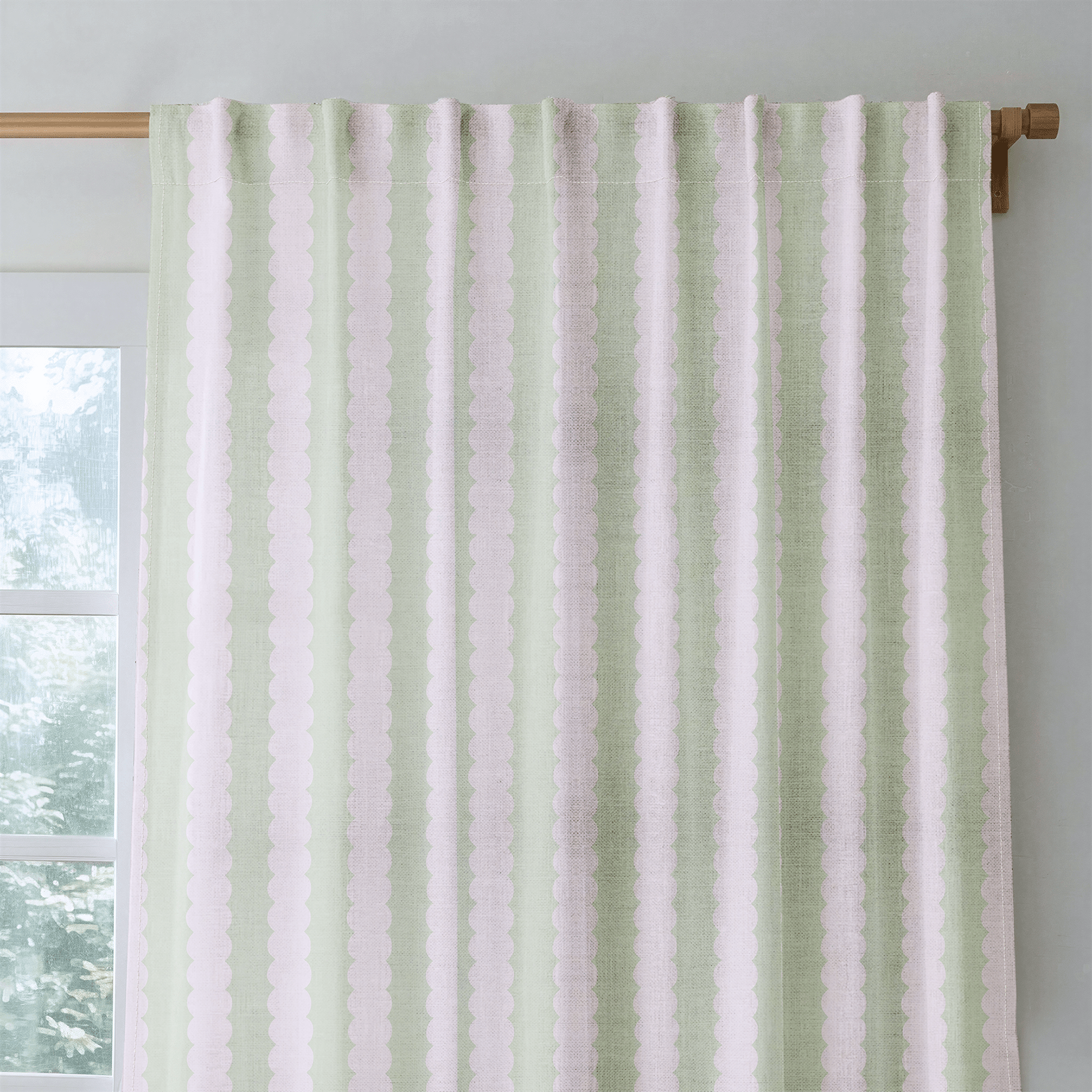 Juliet's Garden Pistachio and Bubble Stripe - Drapery - Lemon Park