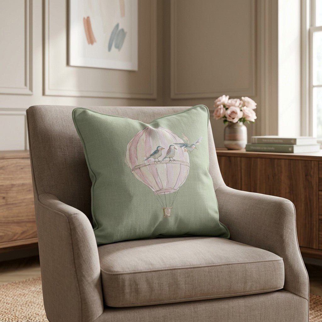 Juliet's Garden Pistachio Balloon Throw Pillow - Lemon Park