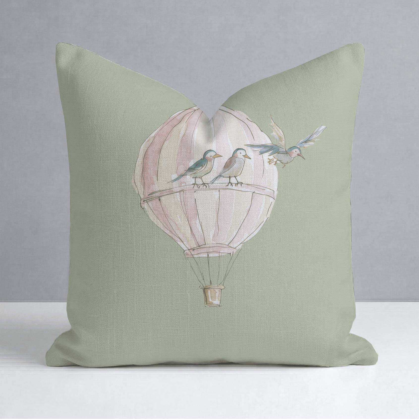 Juliet's Garden Pistachio Balloon Throw Pillow - Lemon Park