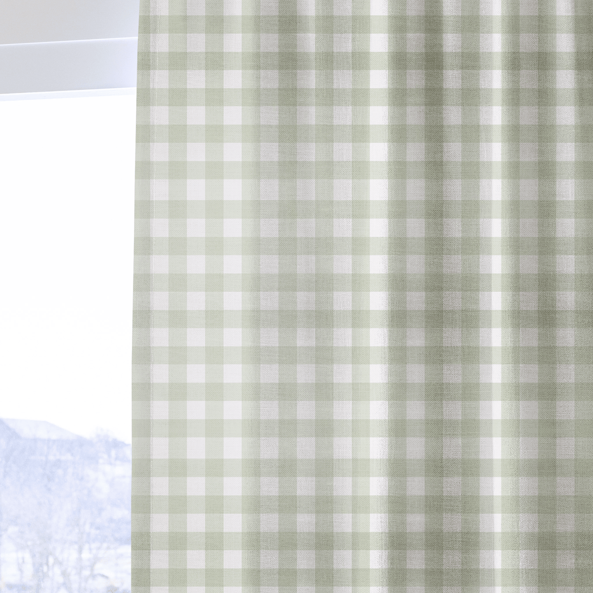 Juliet's Garden Pistachio Gingham - Drapery - Lemon Park