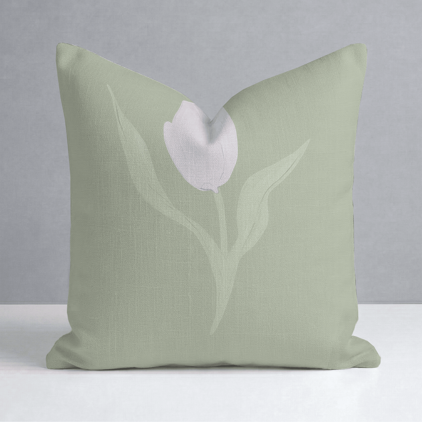 Juliet's Garden Pistachio Tulip Throw Pillow - Lemon Park