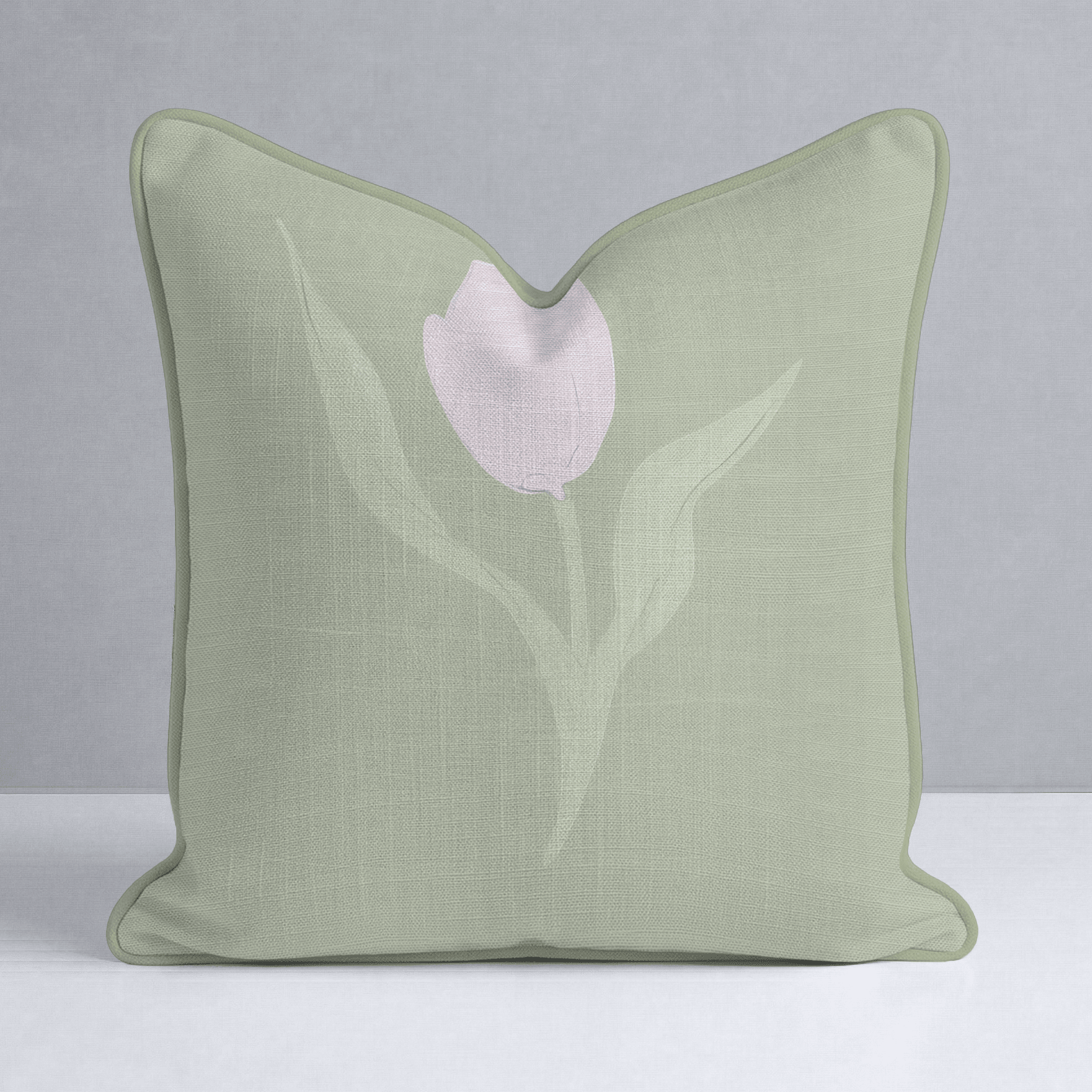 Juliet's Garden Pistachio Tulip Throw Pillow - Lemon Park