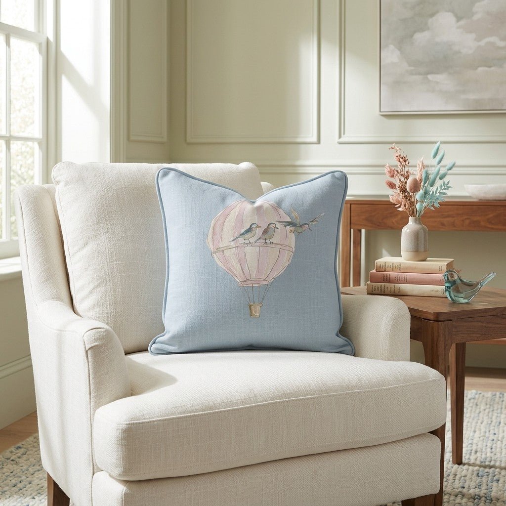 Juliet's Garden Robin Blue Balloon Throw Pillow - Lemon Park