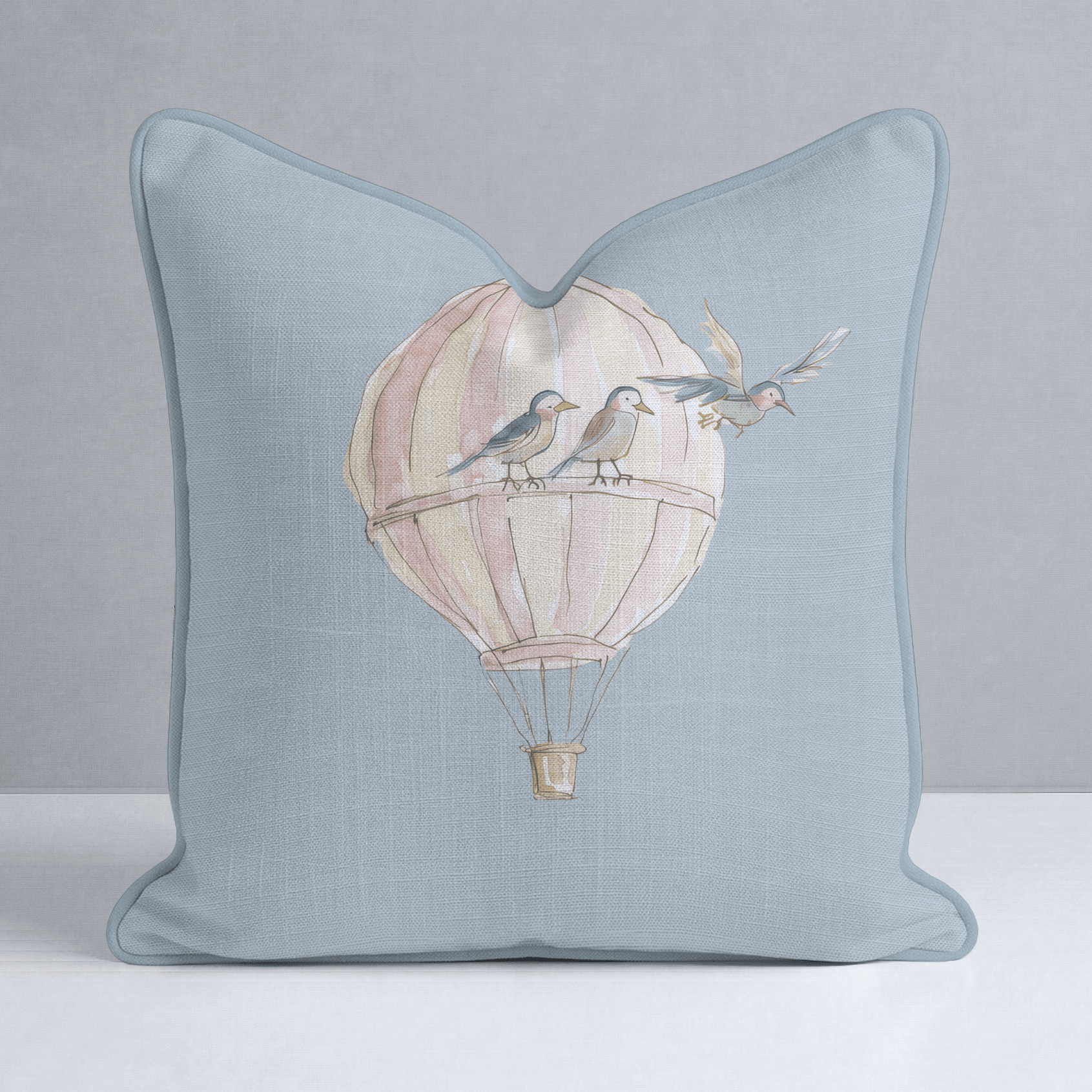Juliet's Garden Robin Blue Balloon Throw Pillow - Lemon Park