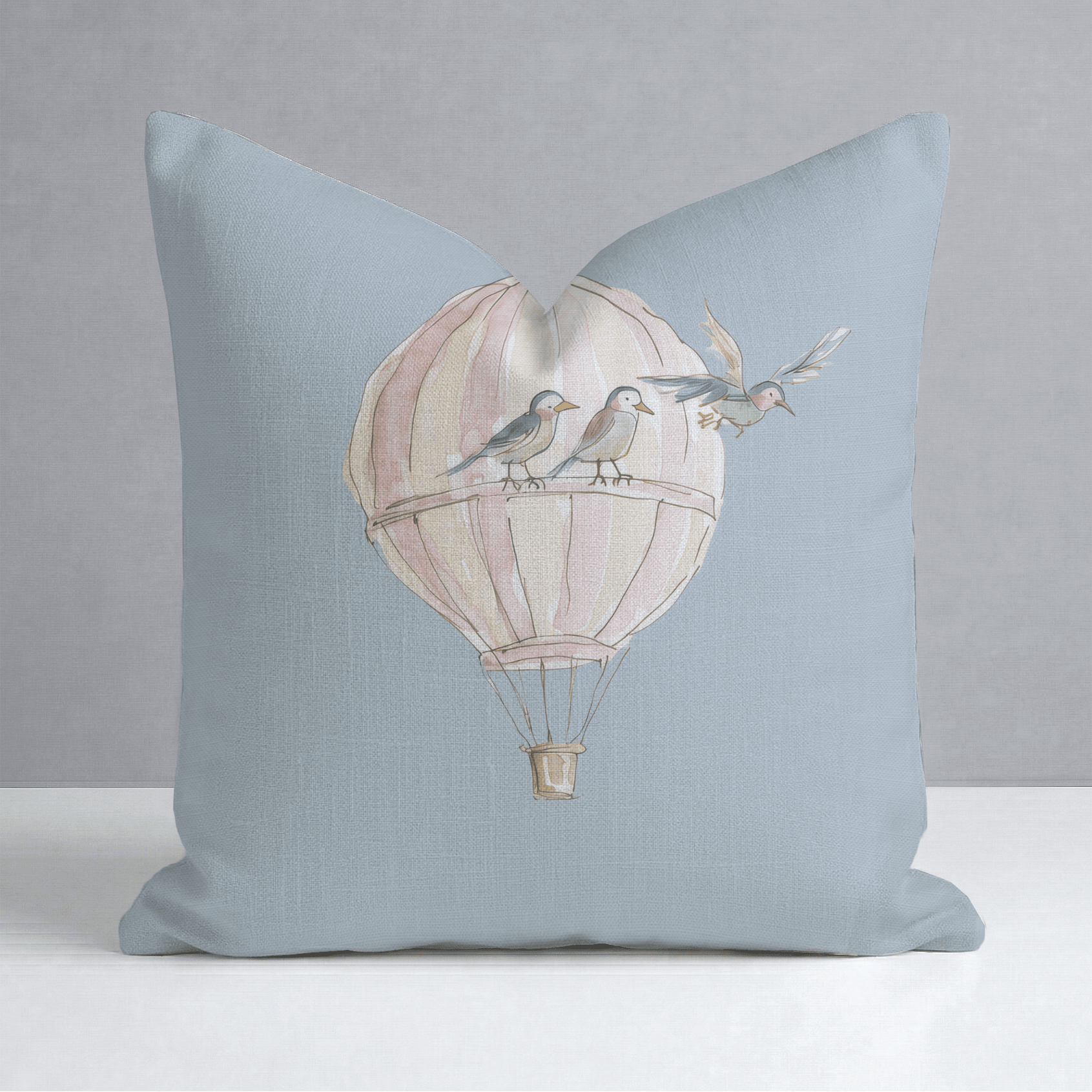 Juliet's Garden Robin Blue Balloon Throw Pillow - Lemon Park
