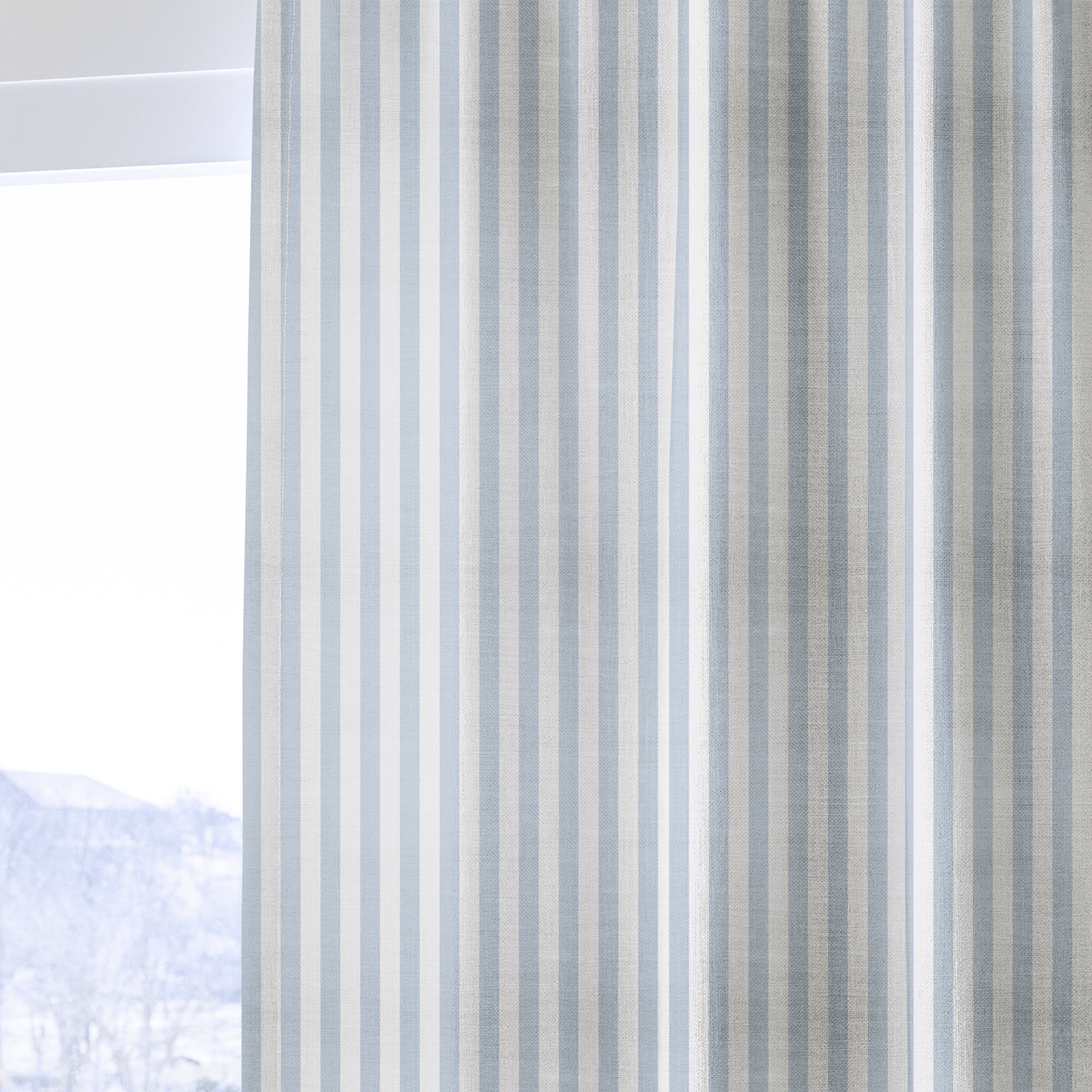 Juliet's Garden Robin Blue Stripe - Drapery - Lemon Park