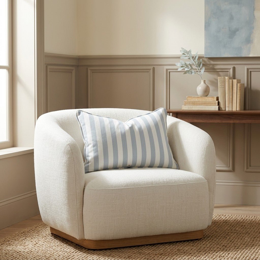 Juliet's Garden Robin Blue Stripe Throw Pillow - Lemon Park