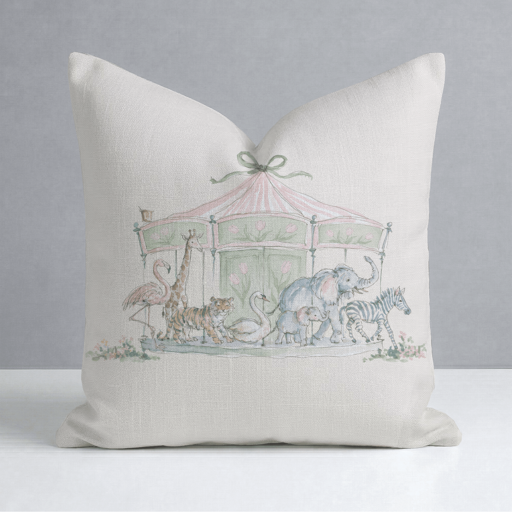 Juliet's Garden Sand Carrousel Throw Pillow - Lemon Park