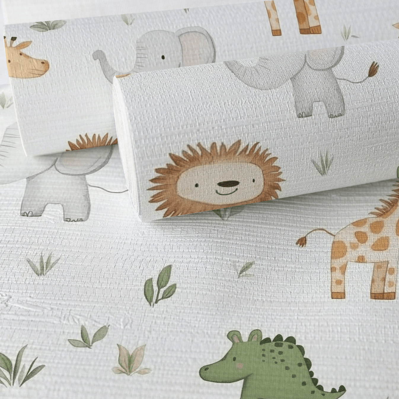Jungle Friends Faux Grasscloth Wallpaper - Lemon Park