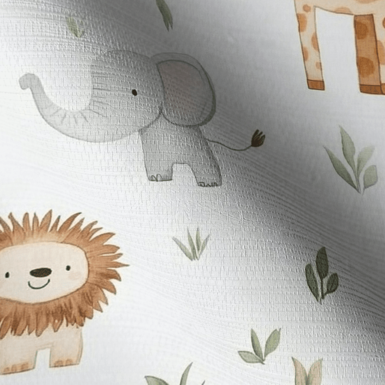Jungle Friends Faux Grasscloth Wallpaper - Lemon Park