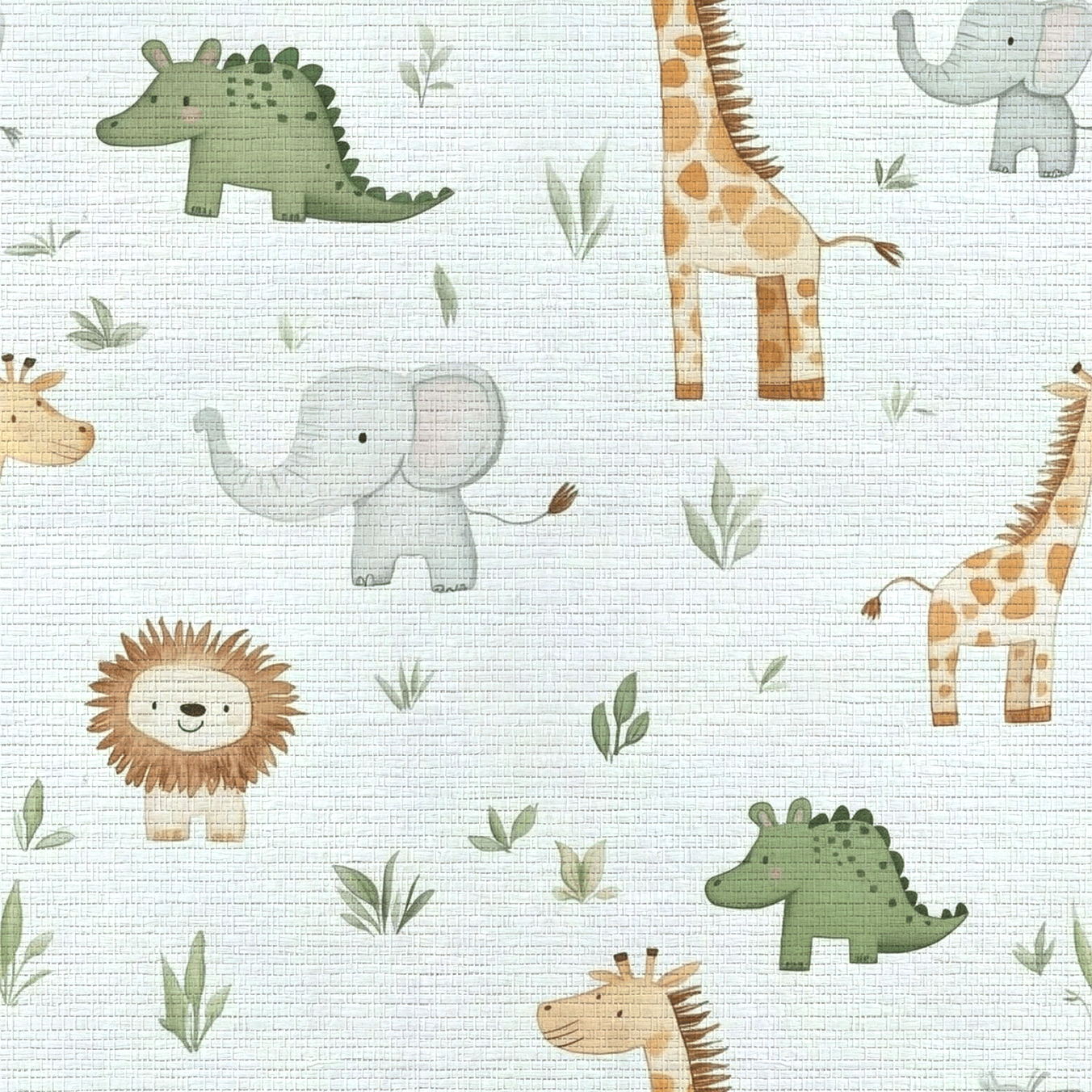 Jungle Friends Faux Grasscloth Wallpaper