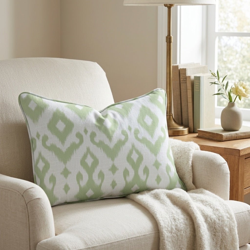 Key Lime Celadon Ikat Throw Pillow - Lemon Park